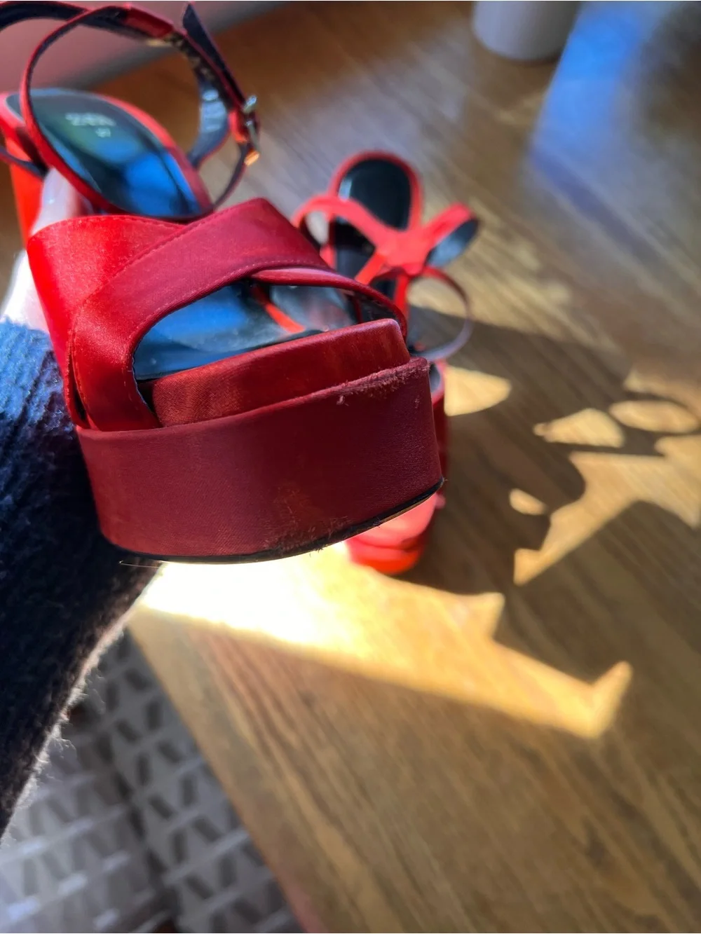 Zara Orange Satin Platform Sandal Heels